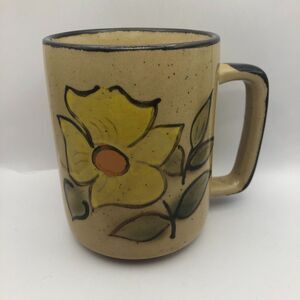 VINTAGE Tundra Coffee Mug Brown Speckled Flower Floral Retro 70s 80s